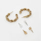 NVR Women's Set of 3 Gold-Polished Artificial Stones Half Hoop Earrings - Swadesiicart