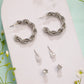 NVR Women's Set of 3 Silver-Plated Artificial Stones Half Hoop Earrings - Swadesiicart