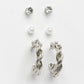 NVR Women's Set of 3 Silver-Plated Artificial Stones Half Hoop Earrings - Swadesiicart