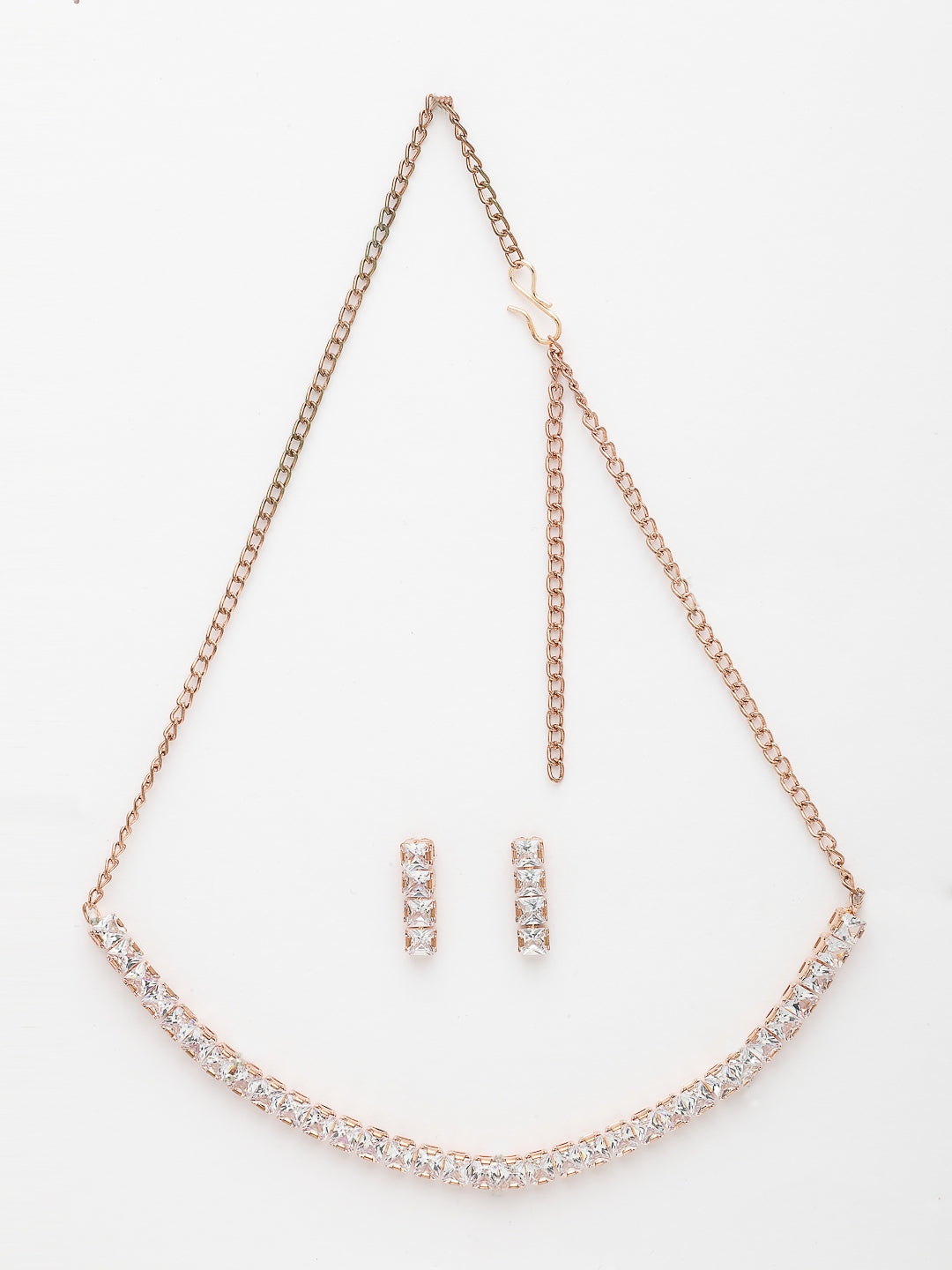 NVR Women's Rose Gold-Polished CZ-Studded Jewellery Set - Swadesiicart