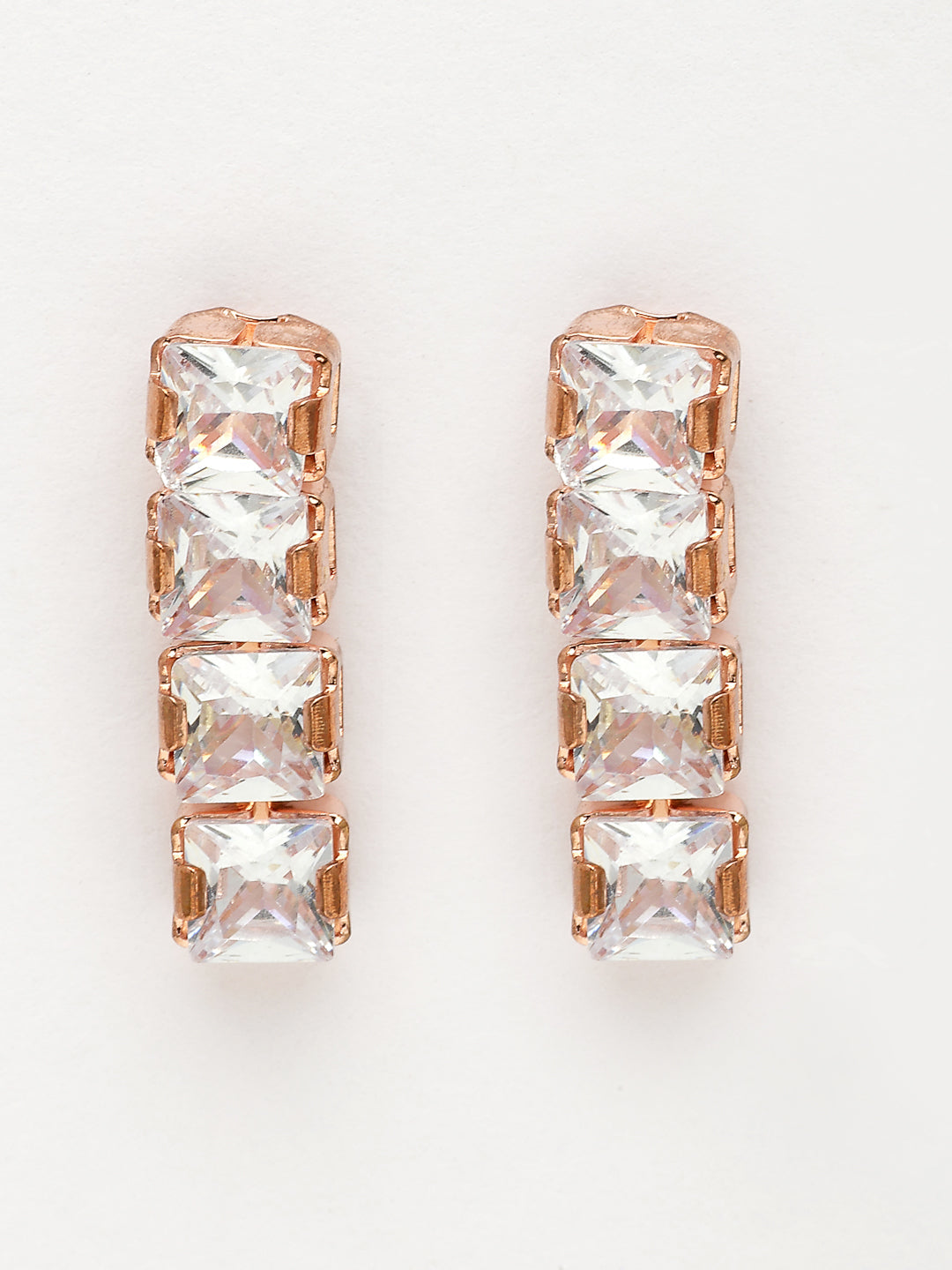 NVR Women's Rose Gold-Polished CZ-Studded Jewellery Set - Swadesiicart