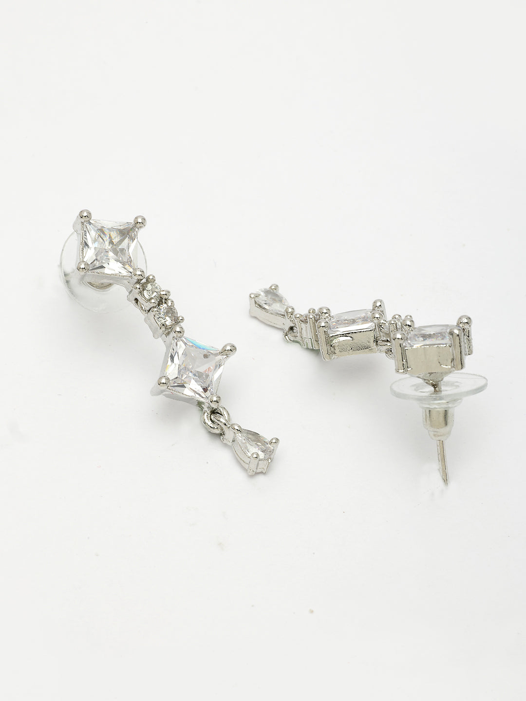 NVR Women's Silver-Plated CZ-Studded Brass Handcrafted Jewellery Set - Swadesiicart