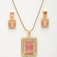 NVR Women Gold-Polished Pink American Diamond-Studded Pendant Set with Ring - Swadesiicart