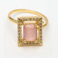 NVR Women Gold-Polished Pink American Diamond-Studded Pendant Set with Ring - Swadesiicart