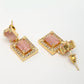 NVR Women Gold-Polished Pink American Diamond-Studded Pendant Set with Ring - Swadesiicart