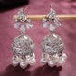 NVR Wome's Silver-Plated AD- Studded Jhumki Earrings | Swadesiicart