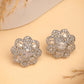 NVR Women's Silver-Plated AD- Studded Circular Shaped Studs Earring | Swadesiicart