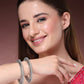 NVR Women's Set of 2 Silver-Plated American Diamond Studded Bangles - Swadesiicart