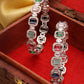 NVR Women's Set of 2 Multicolor Silver-Plated American Diamond Studded Bangles - Swadesiicart