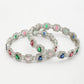 NVR Women's Set of 2 Multicolor Silver-Plated American Diamond Studded Bangles - Swadesiicart