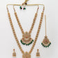 NVR Women's Set of 2 Gold-Polished Stone Studded Temple Jewellery Set with Maangtikka & Kamarbandh - Swadesiicart