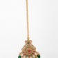 NVR Women's Set of 2 Gold-Polished Stone Studded Temple Jewellery Set with Maangtikka & Kamarbandh - Swadesiicart