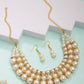 NVR Women's Gold-Polished White Pearl-Beaded Handcrafted Jewellery Set - Swadesiicart