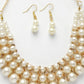 NVR Women's Gold-Polished White Pearl-Beaded Handcrafted Jewellery Set - Swadesiicart