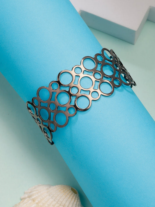 NVR Women's Rhodium-Plated Cuff Bracelet - Swadesiicart