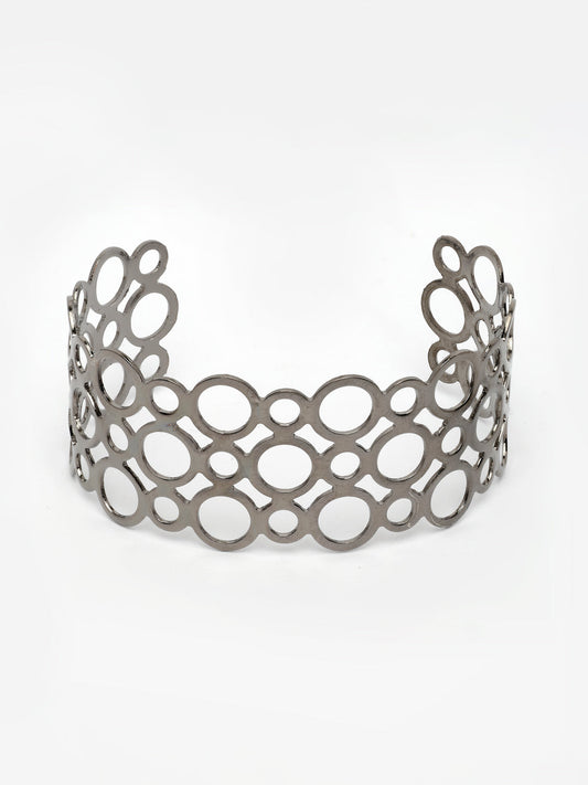 NVR Women's Rhodium-Plated Cuff Bracelet - Swadesiicart
