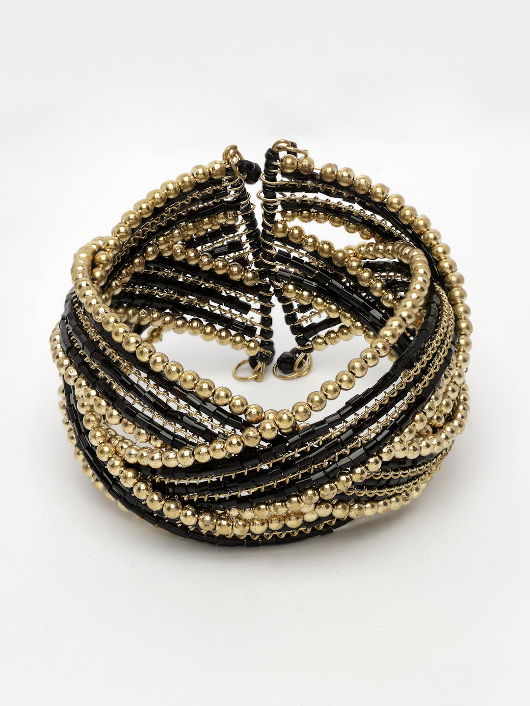 NVR Women's Rhodium-Plated Artificial Beads Western Cuff Bracelet - Swadesiicart