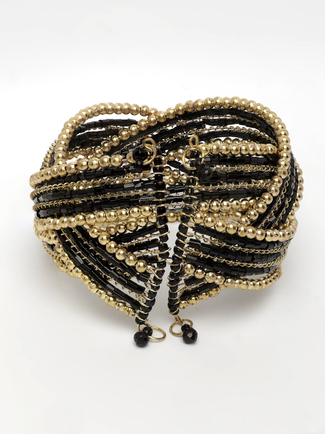 NVR Women's Rhodium-Plated Artificial Beads Western Cuff Bracelet - Swadesiicart