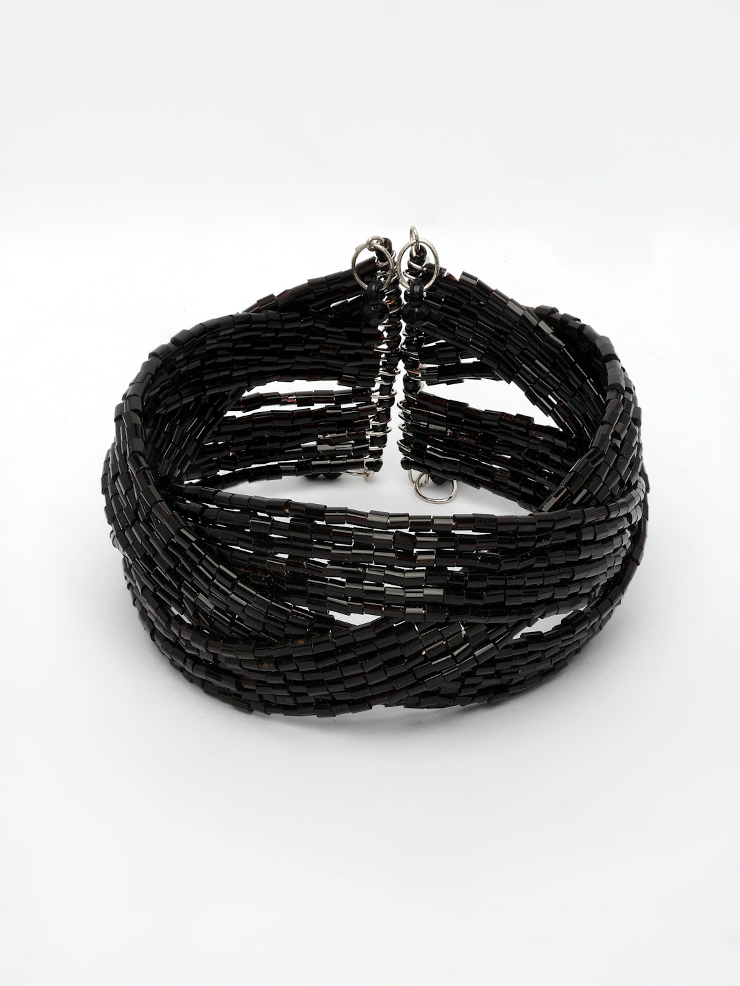 NVR Women's Black Artificial Beads Western Cuff Bracelet - Swadesiicart