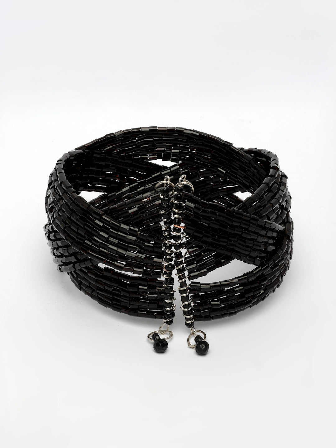 NVR Women's Black Artificial Beads Western Cuff Bracelet - Swadesiicart
