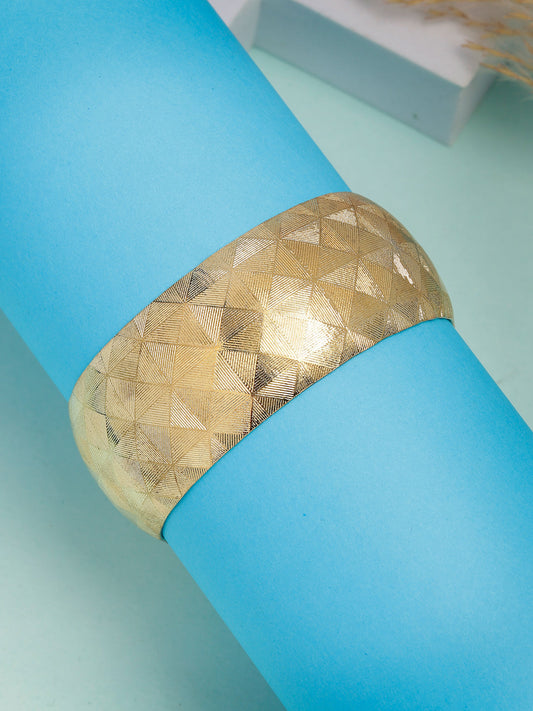 NVR Women's Gold-Polished Self-design Cuff Bracelet - Swadesiicart