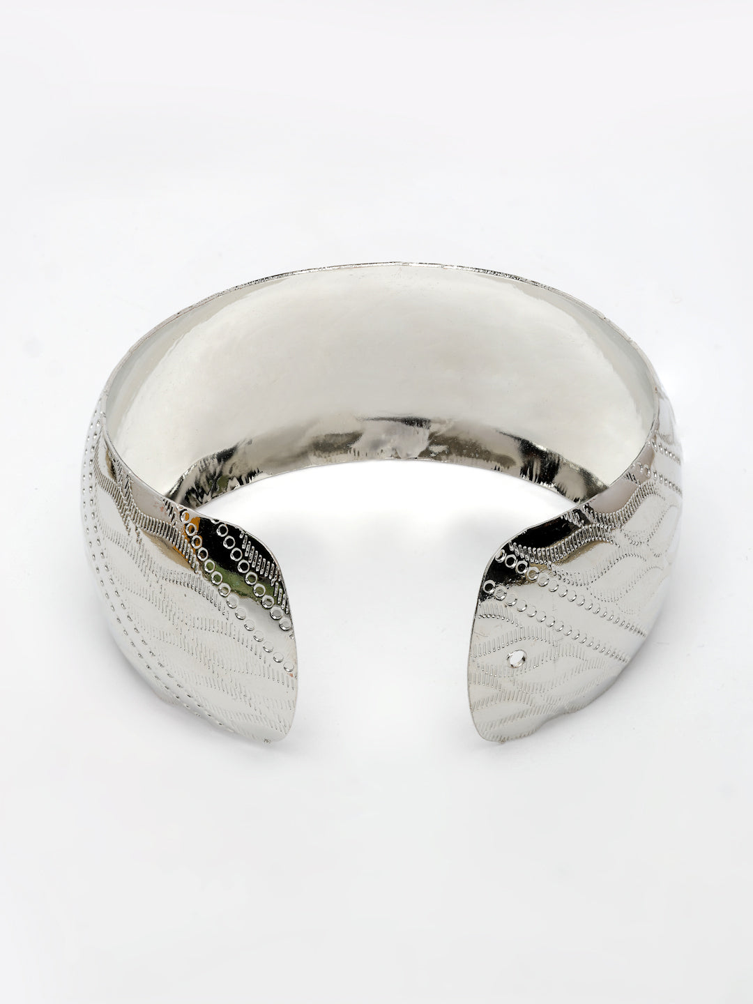 NVR Women's Silver-Plated Self-design Cuff Bracelet - Swadesiicart