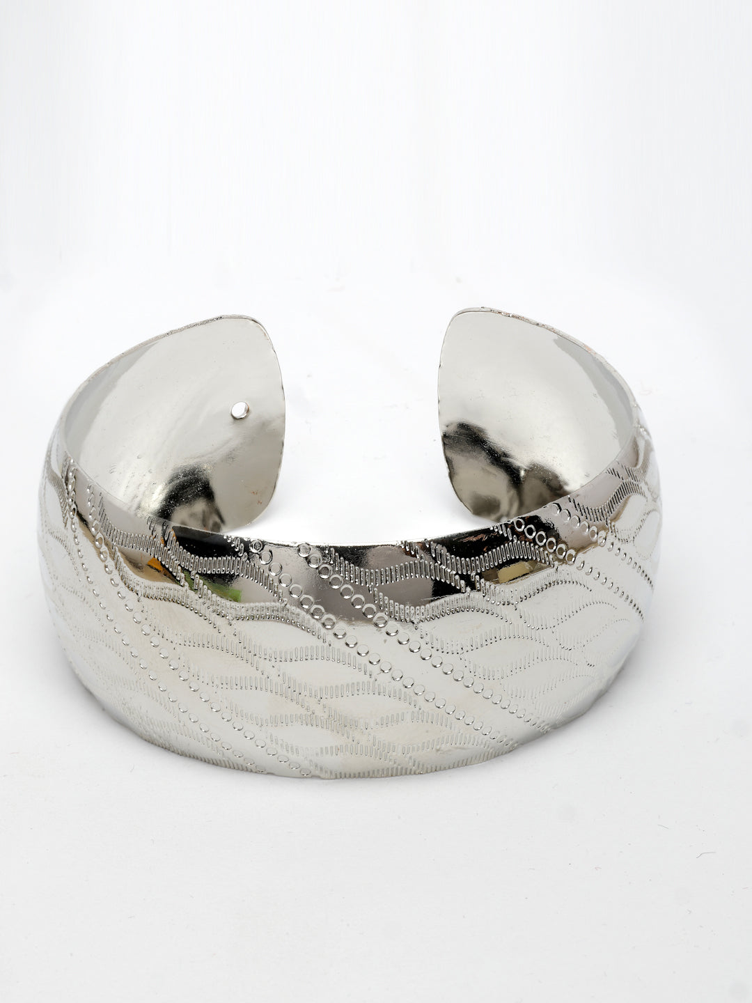 NVR Women's Silver-Plated Self-design Cuff Bracelet - Swadesiicart
