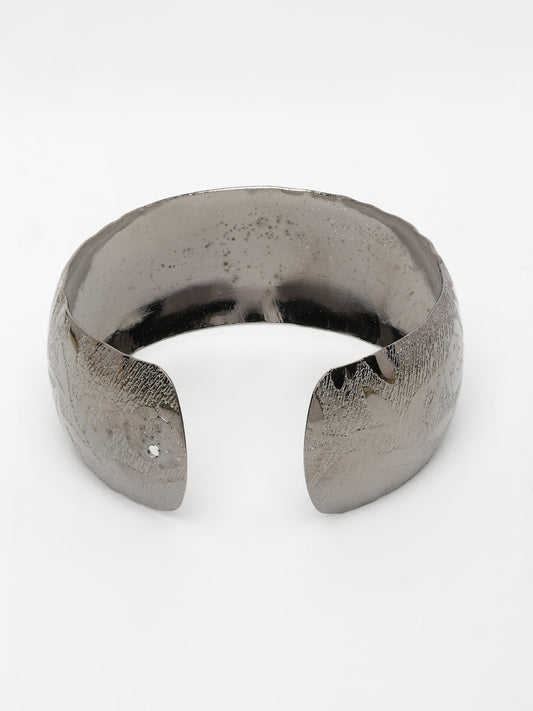 NVR Women's Rhodium-Plated Self-design Cuff Bracelet - Swadesiicart