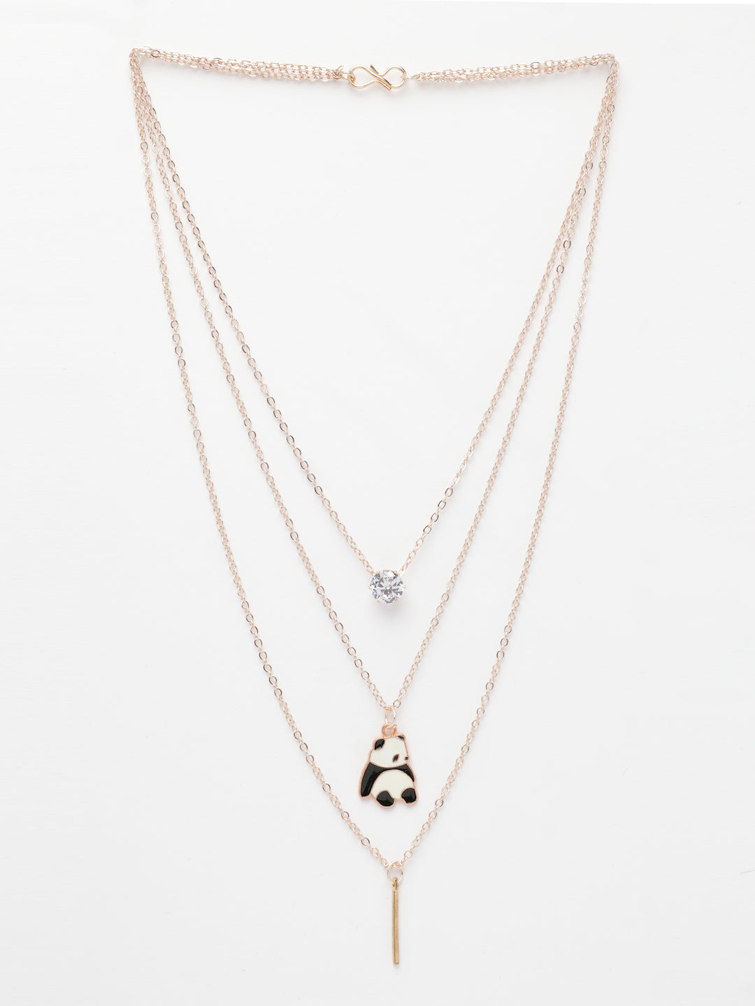 NVR Women's Rose Gold-Polished Artificial Stones Panda Layered Chain - Swadesiicart