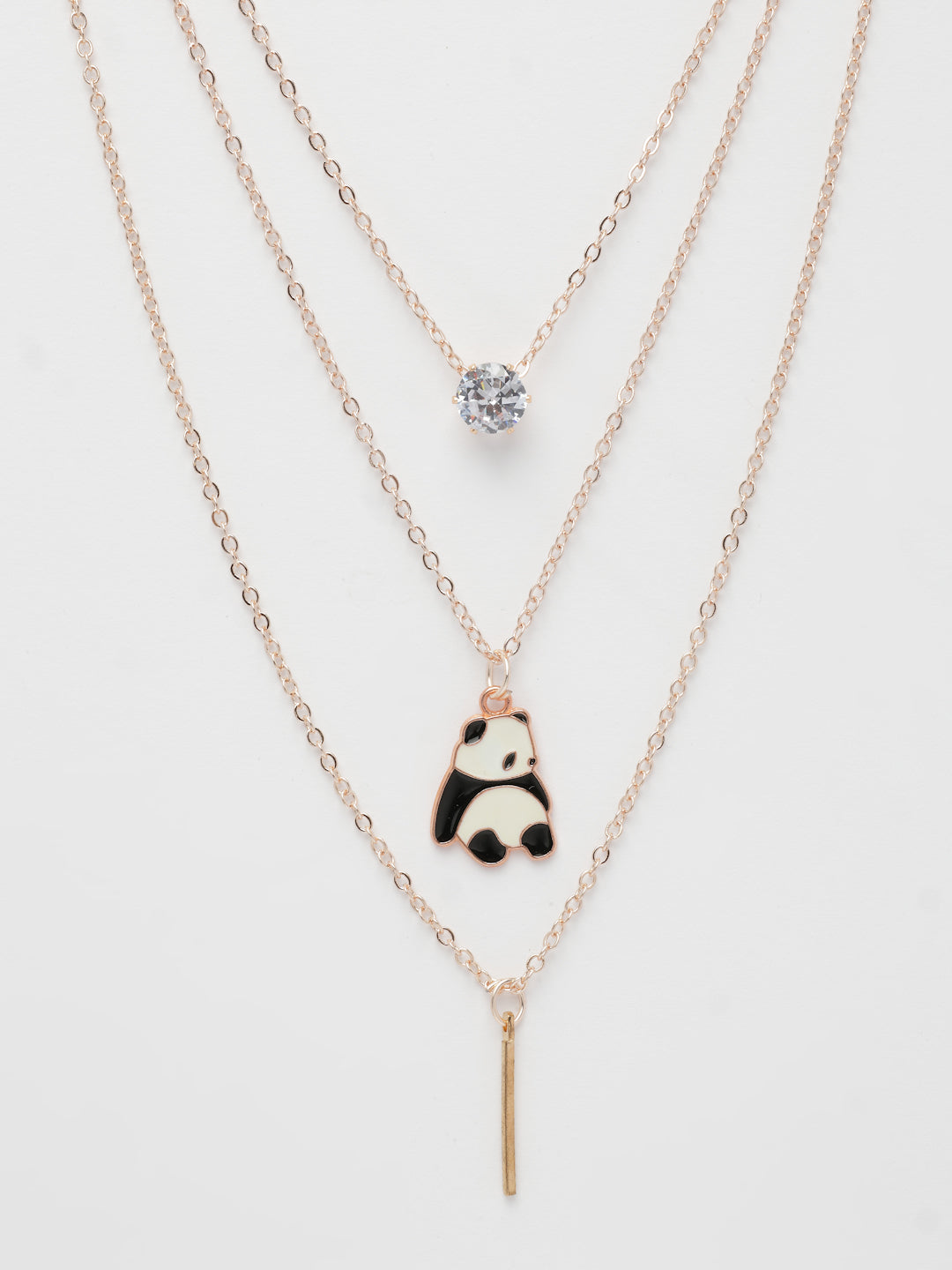 NVR Women's Rose Gold-Polished Artificial Stones Panda Layered Chain - Swadesiicart