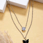 NVR Women's Silver-Toned Artificial Stones Butterfly-shaped Layered Chain | Swadesiicart