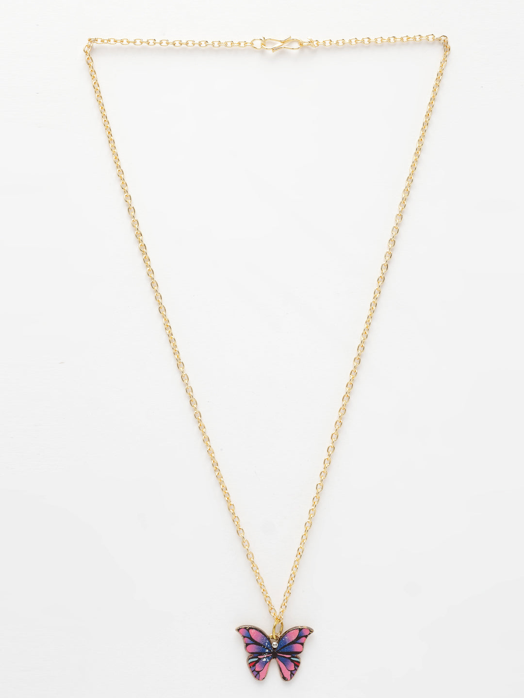 NVR Women's Gold-Polished Chain With Butterfly Pendant | Swadesiicart