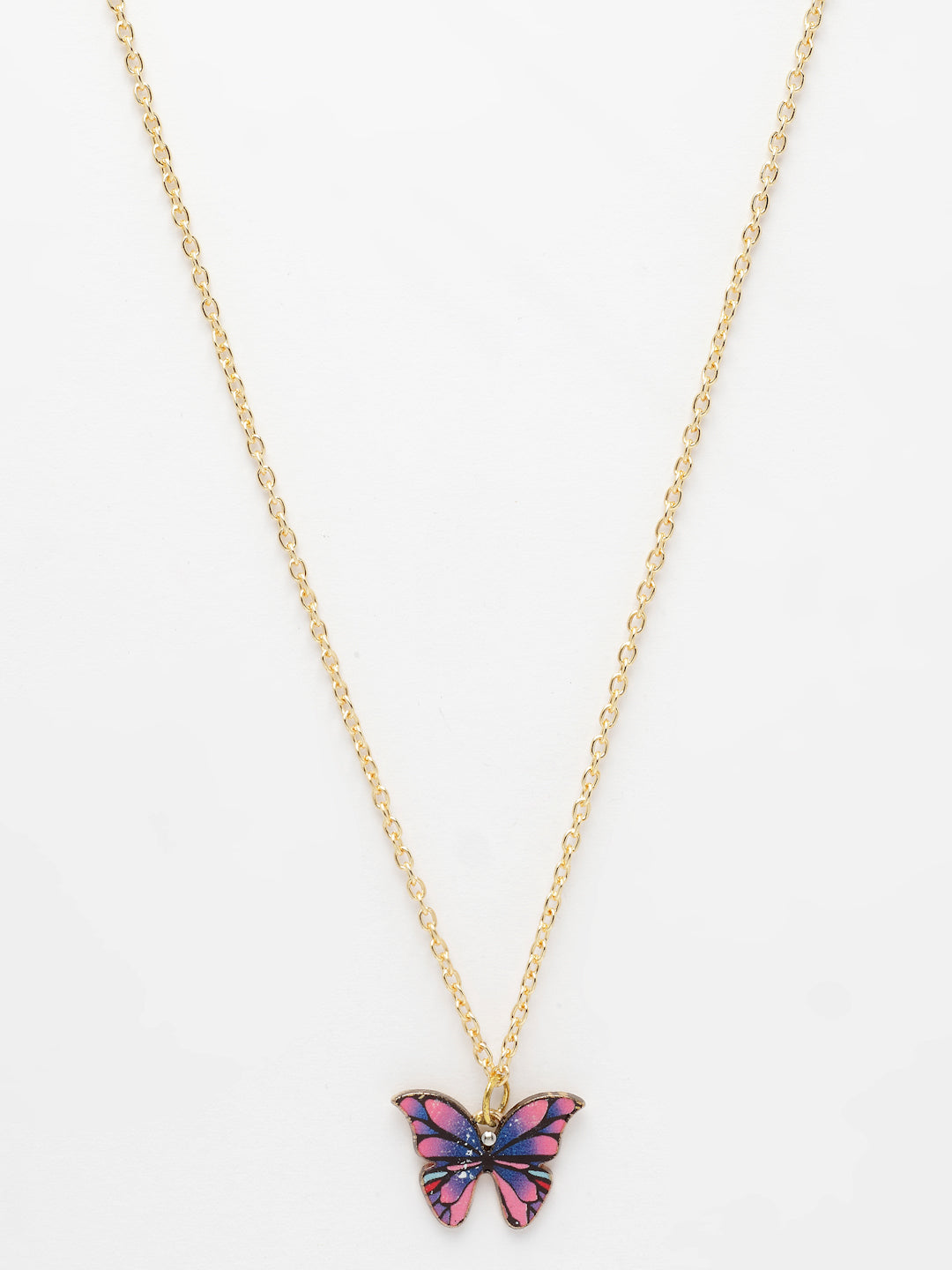 NVR Women's Gold-Polished Chain With Butterfly Pendant | Swadesiicart