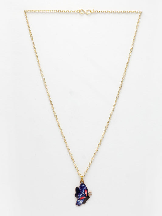NVR Women's Gold-Polished Chain With Butterfly Pendant | Swadesiicart