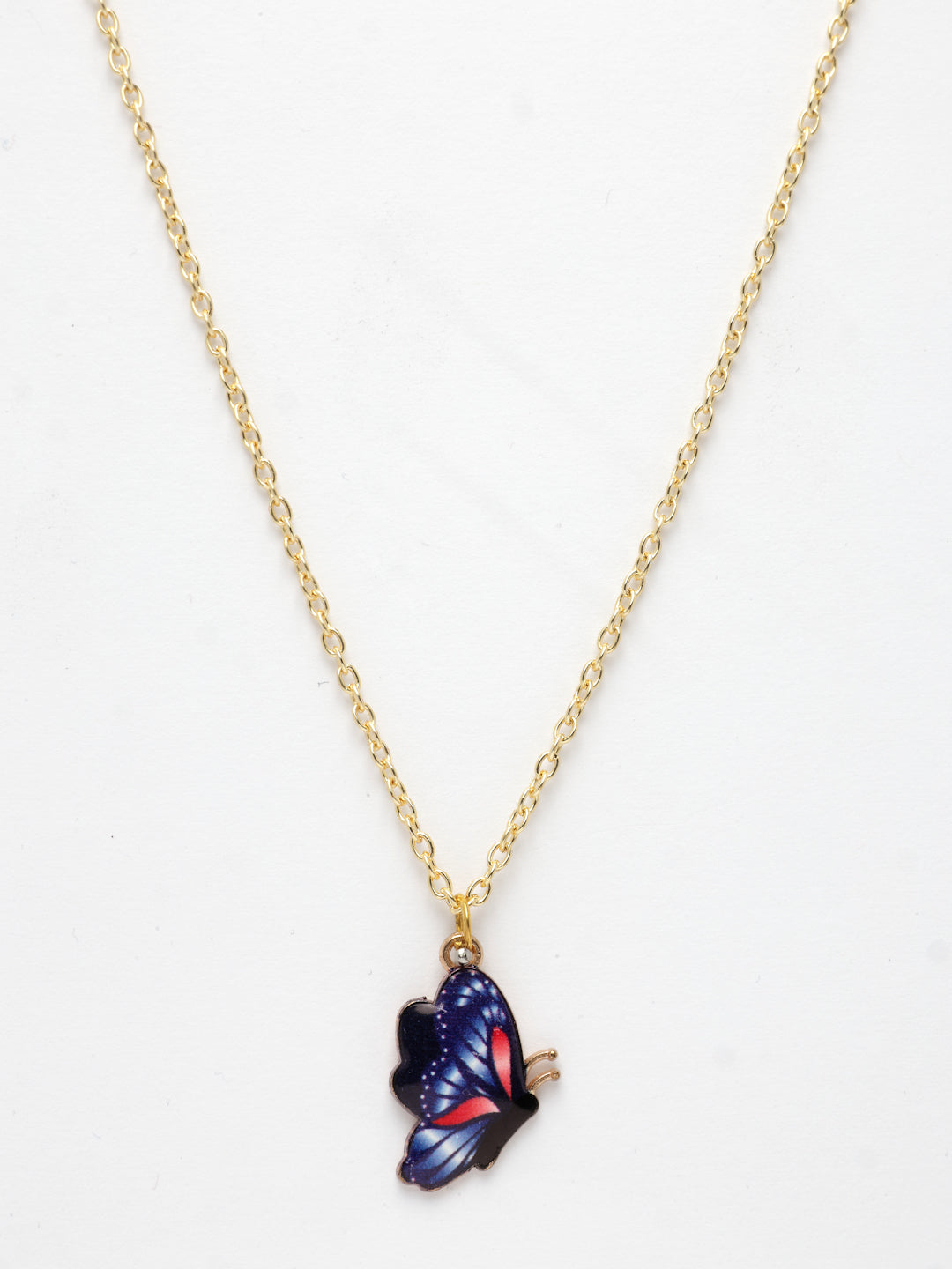 NVR Women's Gold-Polished Chain With Butterfly Pendant | Swadesiicart