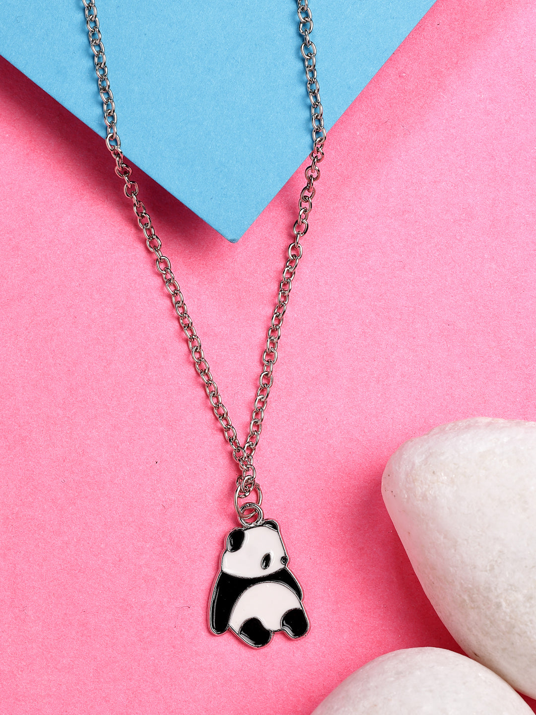 NVR Women's Silver-Plated Chain With Panda Pendant - Swadesiicart