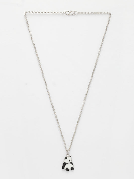 NVR Women's Silver-Plated Chain With Panda Pendant - Swadesiicart