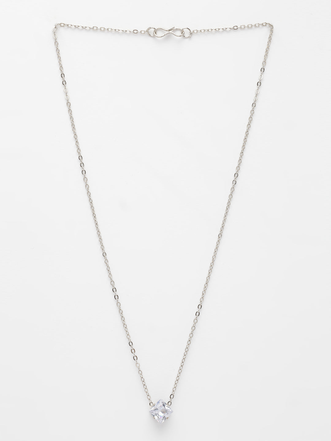 NVR Women's Silver-Plated Artificial Stones Pendant with Chain - Swadesiicart