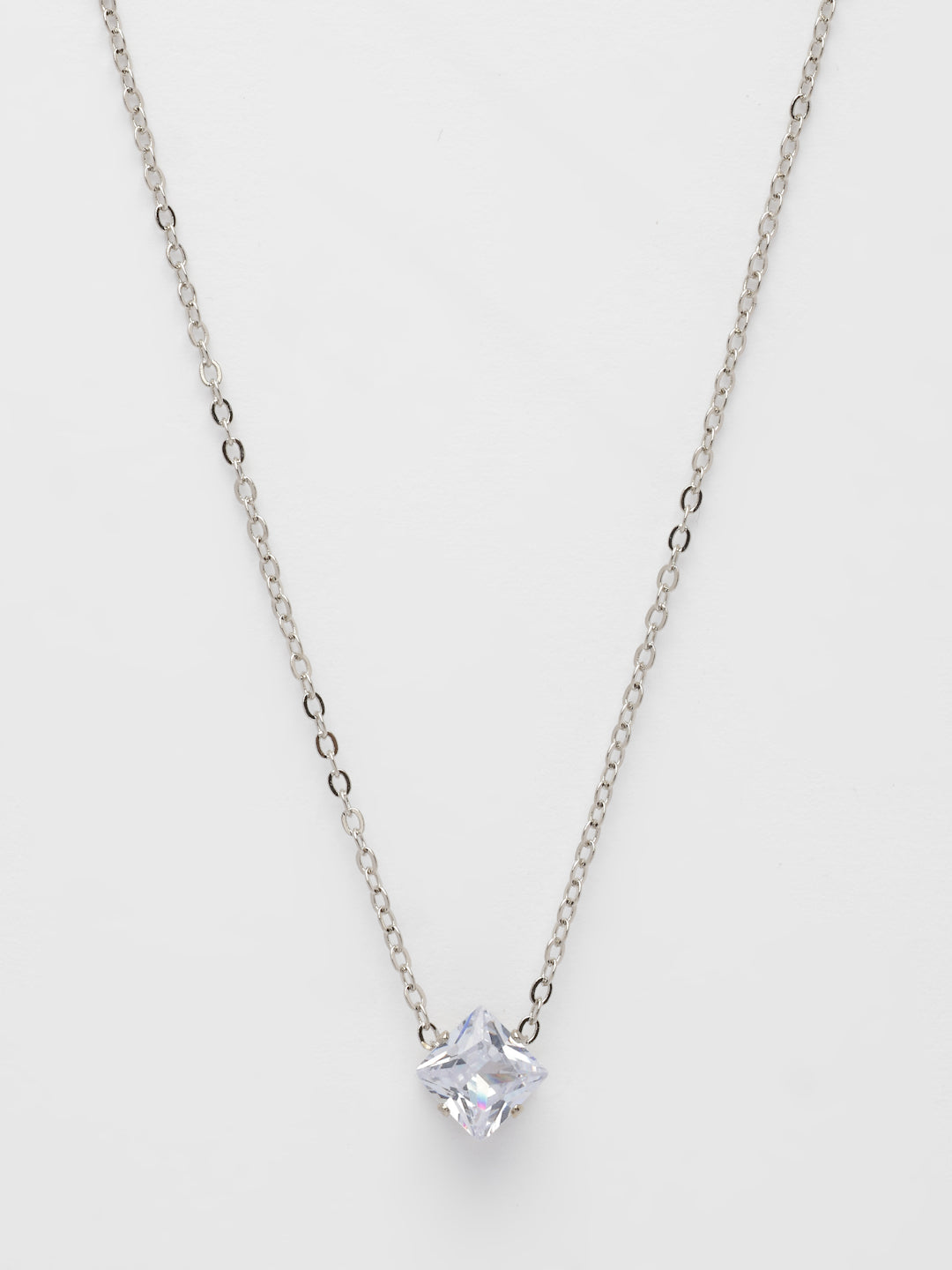 NVR Women's Silver-Plated Artificial Stones Pendant with Chain - Swadesiicart