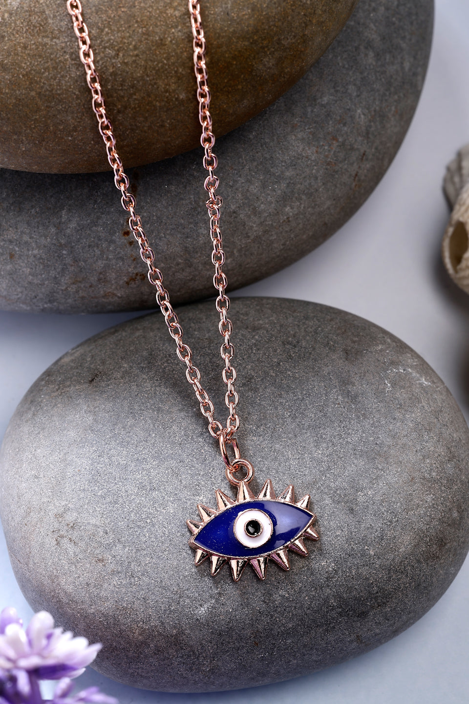 NVR Women's Rose Gold-Polished Chain With Evil Eye Pendant - Swadesiicart