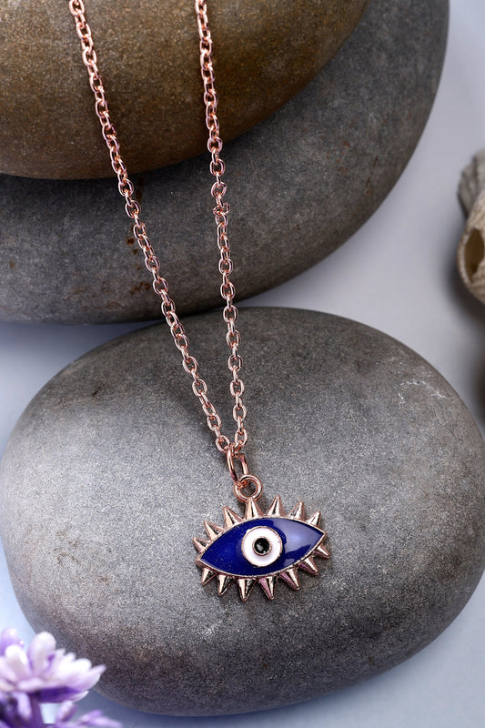 NVR Women's Rose Gold-Polished Chain With Evil Eye Pendant - Swadesiicart