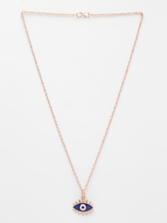 NVR Women's Rose Gold-Polished Chain With Evil Eye Pendant - Swadesiicart