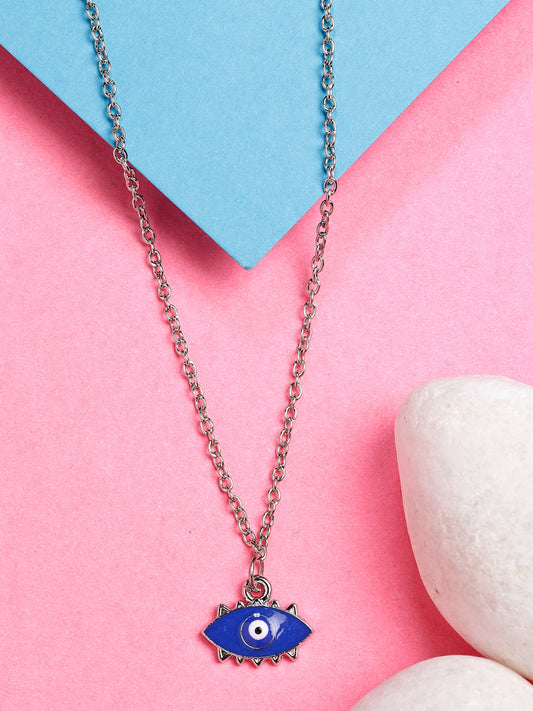 NVR Women's Silver-Plated Chain With Evil Eye Pendant - Swadesiicart