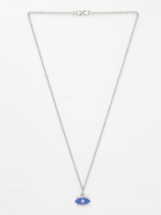 NVR Women's Silver-Plated Chain With Evil Eye Pendant - Swadesiicart