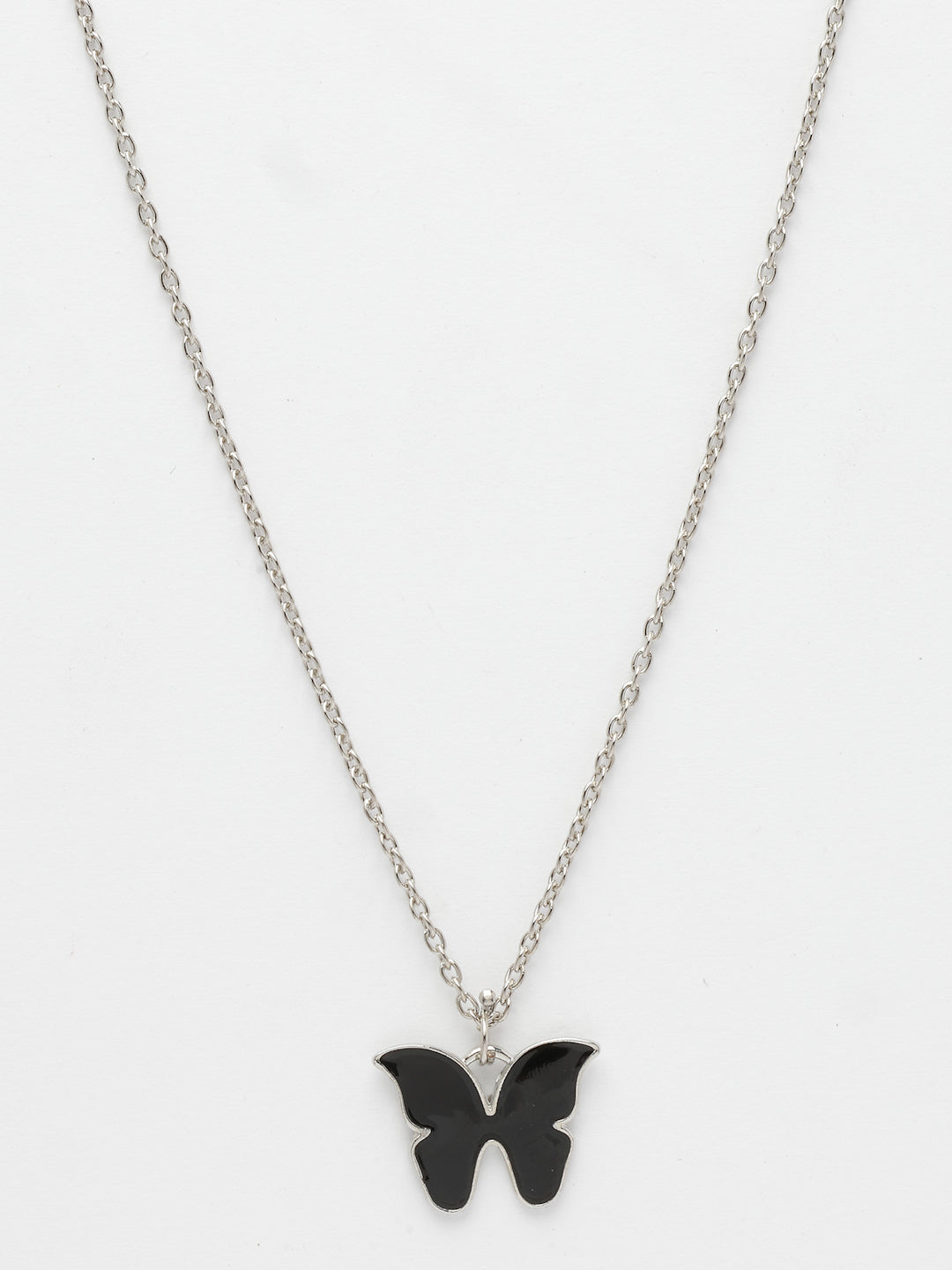 NVR Women's Silver-Plated Chain With Butterfly Pendant - Swadesiicart