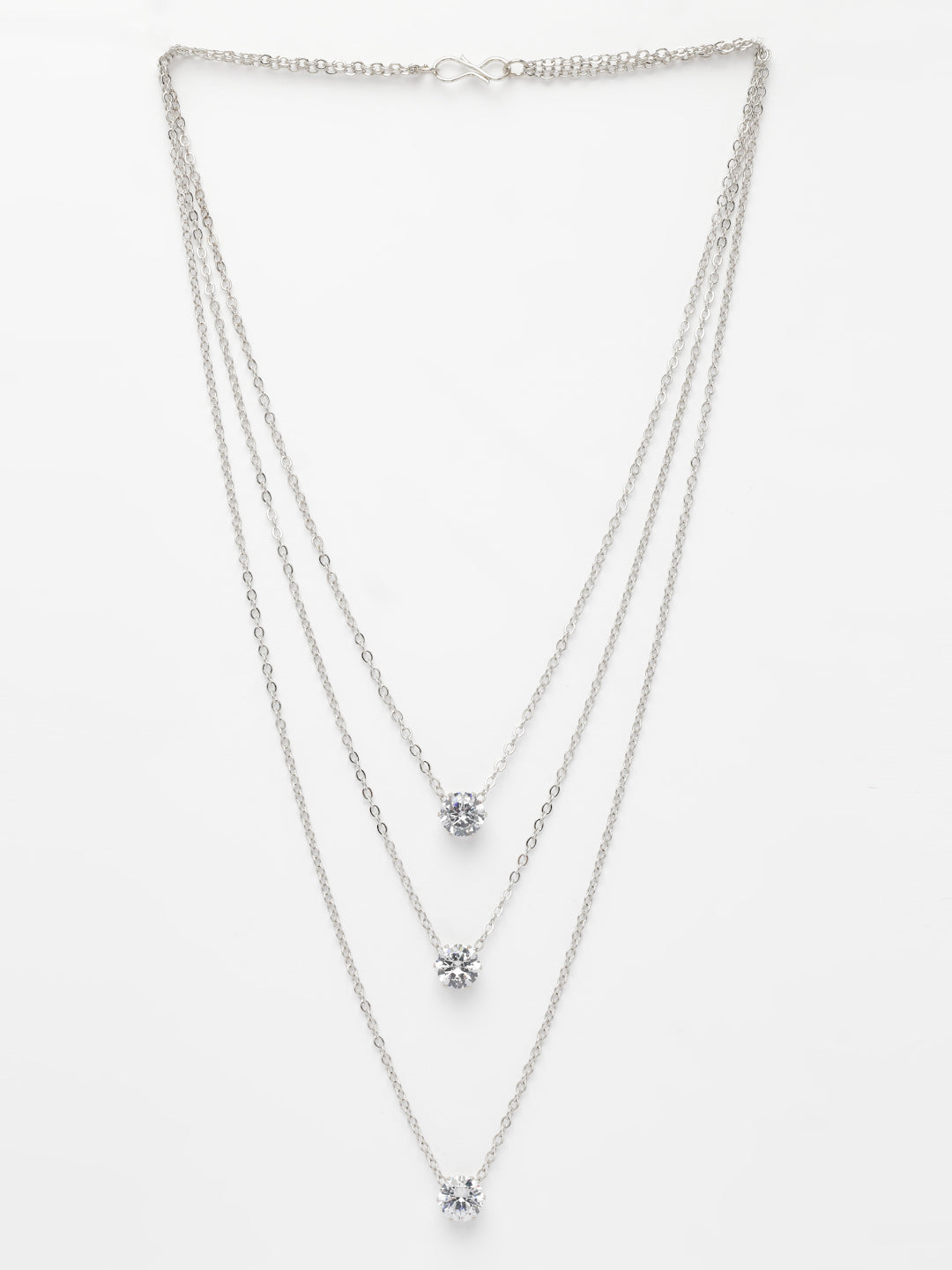 NVR Women's Silver-Plated Artificial Stones Layered Chain | Swadesiicart