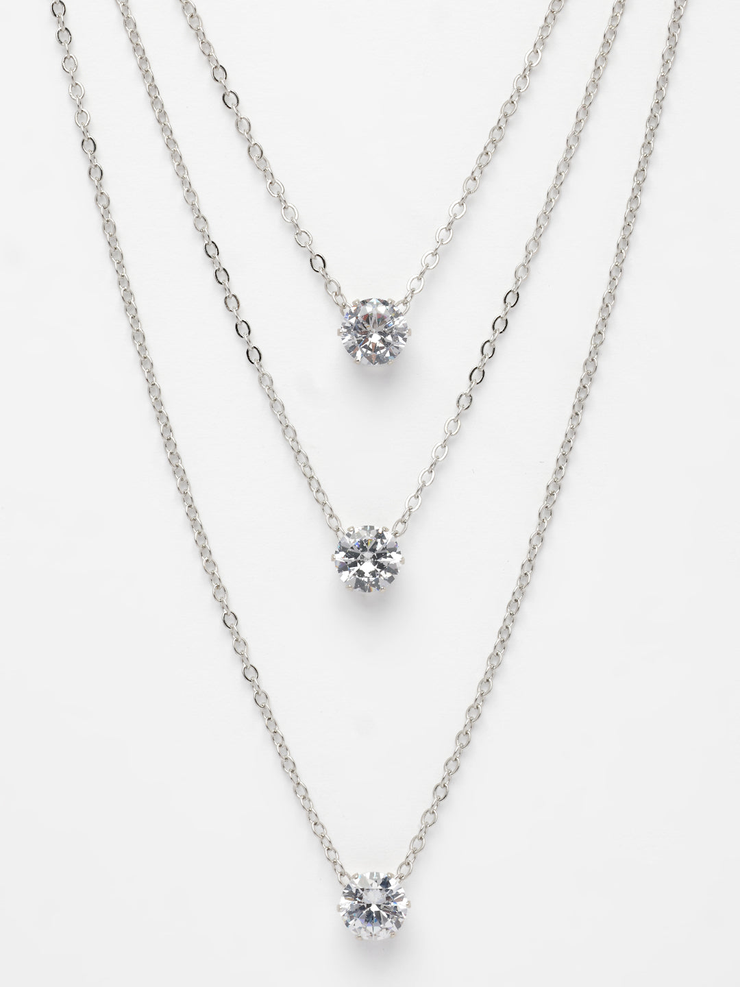 NVR Women's Silver-Plated Artificial Stones Layered Chain | Swadesiicart