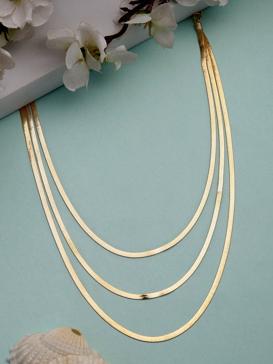 NVR Women's Gold-Polished Minimal Layered Chain | Swadesiicart