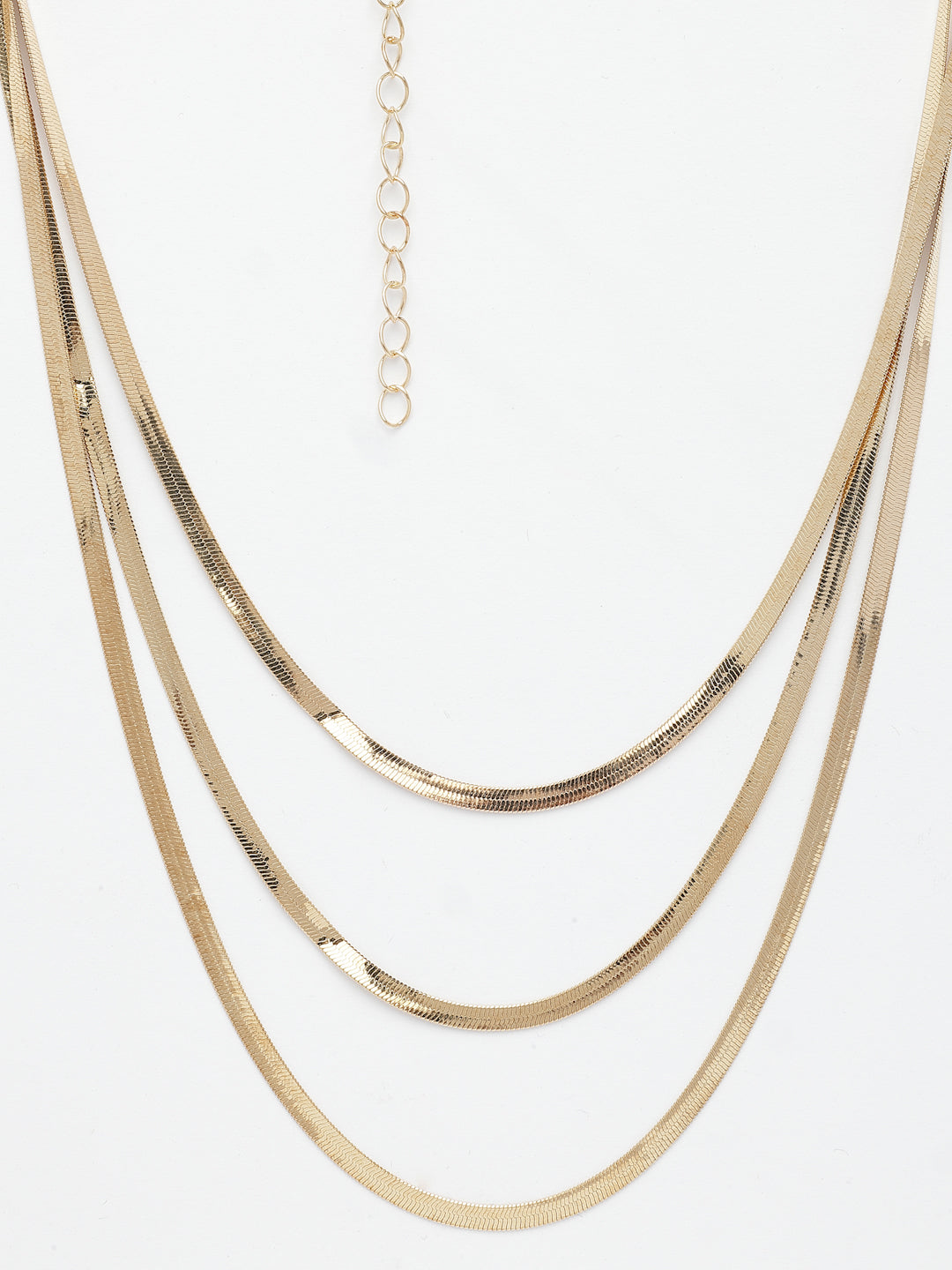 NVR Women's Gold-Polished Minimal Layered Chain | Swadesiicart