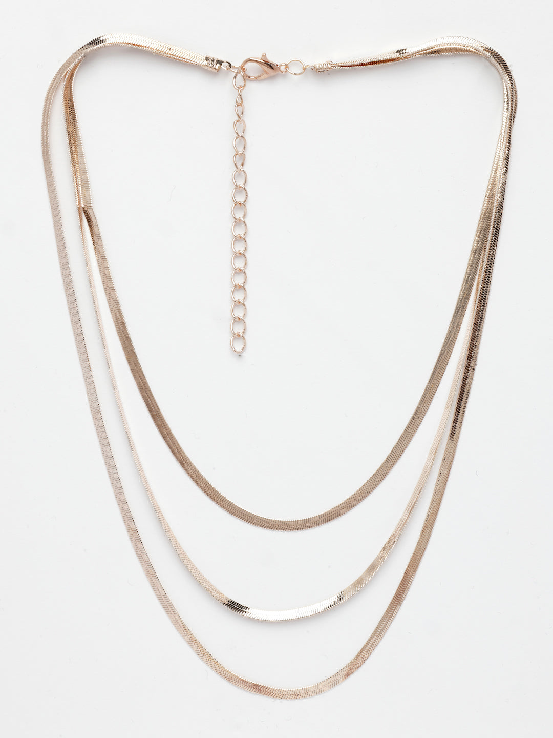 NVR Women's Rose Gold-Polished Minimal Layered Chain | Swadesiicart